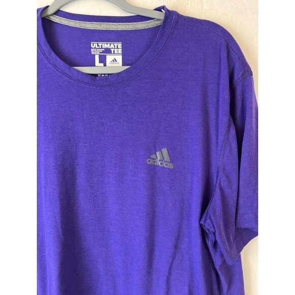 Unisex Purple Adidas Short Sleeve Sz L Climalite Short Sleeve Crewneck Tee - Picture 2 of 6